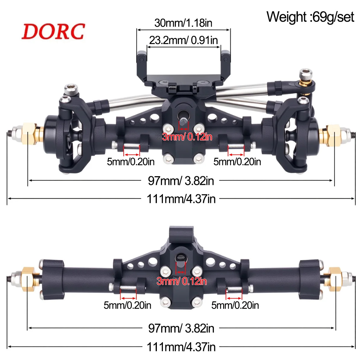 Rc Hobby Zone - ชุดเพลาพลาสติกพร้อมฐานติดตั้งเซอร์โวสำหรับ SCX24 1/24 – ชุดเพลาหน้าและหลังสำหรับ Gladiator