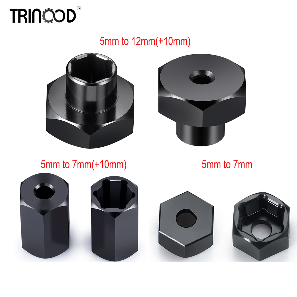 Wheel Hex Adapter - Trinood อะแดปเตอร์ฮับล้อหกเหลี่ยมอะลูมินัมอัลลอย5มม. เป็น12มม. 4ชิ้นการแปลง5มม. เป็น7มม. สำหรับชิ้นส่วนอัพเกรด